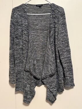Roz & Ali Gray Marled Open-Front Waterfall Cardigan
